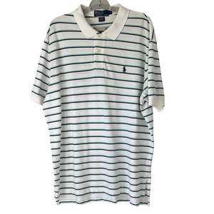 Polo by Ralph Lauren Polo Shirt White with Black Green Stripes Cotton XL